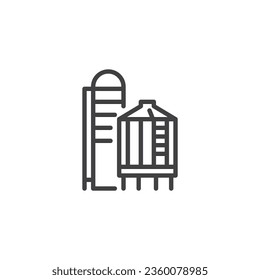 Icono de línea de silo de grano. signo de estilo lineal para concepto móvil y diseño web. Icono vector de contorno silo agrícola. Símbolo, ilustración del logotipo. Gráficos vectoriales