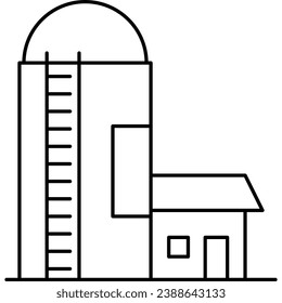 Grain silo, line icons related to farm, farming, gardening, agriculture