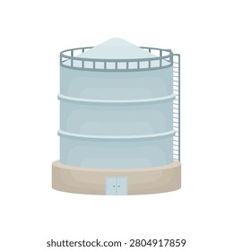 Grain Silo Vector Illustration Agricultural Storage Tower for Grain Farm Warehouse Isolated Flat Design