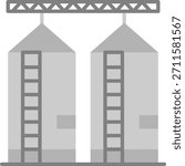 Grain Silos Flat Vector Illustration