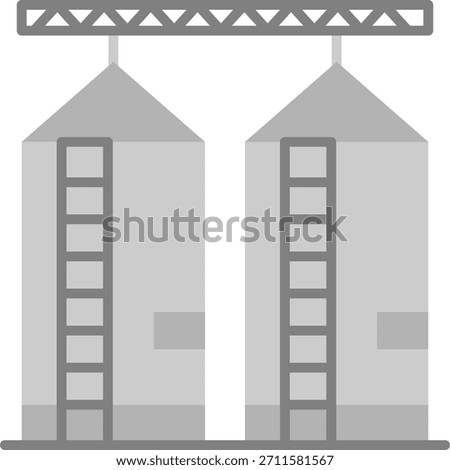 Grain Silos Flat Vector Illustration