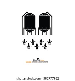 grain silo.silo and corn.vector illustration.