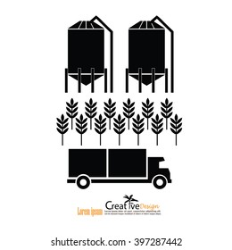 Grain Silo.silo , Rice ,truck.vector Illustration.