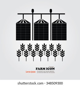 Grain Silo.silo And Rice.vector Illustration.