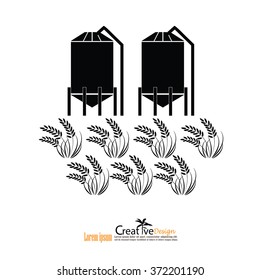 grain silo.silo and rice.vector illustration.