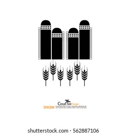 grain silo.silo and rice.vector illustration.