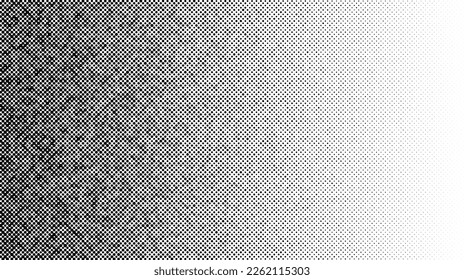 Grain stippled gradient. Faded stochastic dotwork texture. Random grunge noise background. Black dots, speckles or particles wallpaper. Halftone vector monochrome 