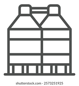 Grain storage line icon, wheat production concept. Vector graphics. Wheat grain containers sign on white background, outline style icon for mobile or web design