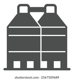 Grain storage solid icon, wheat production concept. Vector graphics. Wheat grain containers sign on white background, glyph style icon for mobile or web design