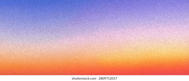 Grain sunset noise gradient background with mesh blend. Gritty vibrant blurred sunrise gradation effect backdrop. Orange and pink summer and autumn tones abstract blur bg. Vector illustration