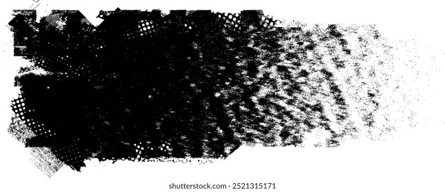 Textura dos grãos. Faixa com ruído e bordas empoeiradas.Efeito de tinta do cilindro de vetor. Coloque a textura sobre qualquer objeto para criar um elemento graniny effect.Design com superfície manchada, bordas granuladas e partículas de areia