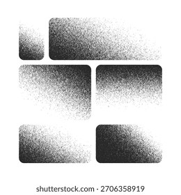 Conjunto de fondos de ruido de textura de grano, marcos geométricos de semitono granulado, patrones con textura de arena grunge.