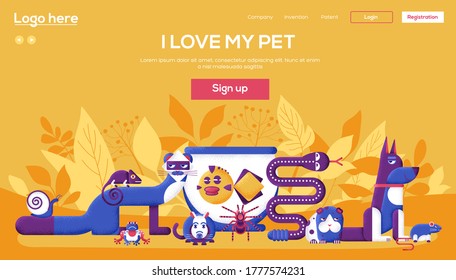 Grain texture and noise effect. Cute home pets template of flyers, magazines, posters, book cover, banners. Layout domestic wildlife  outline illustrations modern pages.