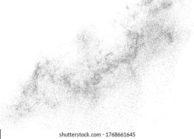 La textura granulada negra aislada sobre fondo blanco. Superposición de polvo. Granulado de ruido oscuro. Imagen generada digitalmente. Elementos de diseño de vectores. Ilustración, Eps 10.