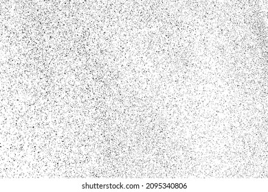 Textura negra angustiada. Textura granulada oscura sobre fondo blanco. El polvo sobrante texturado. Partículas de ruido de grano. Efecto blanco roto. Elementos de diseño gruesos. Ilustración del vector, EPS 10.