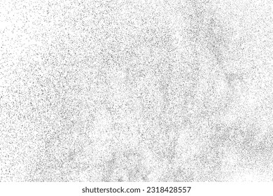 Textura negra angustiada. Textura granulada oscura sobre fondo blanco. El polvo sobrante texturado. Partículas de ruido de grano. Efecto blanco roto. Elementos de diseño gruesos. Ilustración del vector, EPS 10.