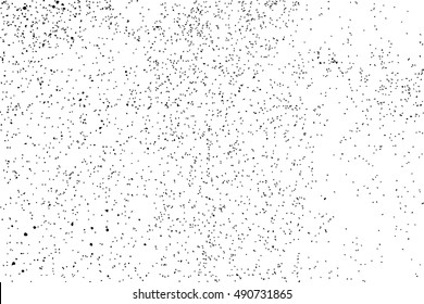 Textura granulada negra aislada sobre fondo blanco. Sobrecarga de socorro texturado. Elementos de diseño gruesos. Ilustración vectorial, paso 10.
