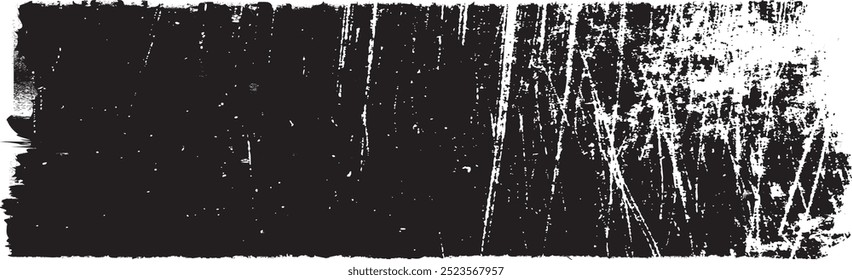 Grain texture.Banner with noise ,scratched edges.Vector scratch effect. Place texture over any object to create grainy effect.Design element with scratched surface,grainy edges, and sand particles