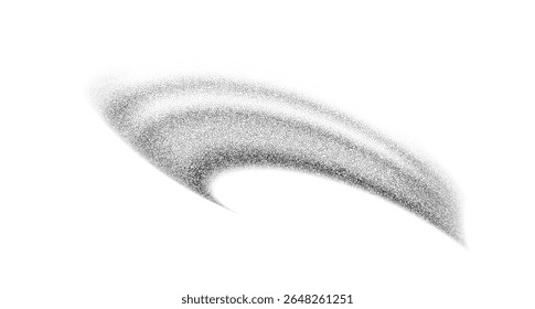 Forma ondulada texturizada de grano. Gradiente abstracto elemento de ruido negro. Punteado fluido, salpicadura de semitono, dotwork. Aislado sobre fondo blanco. Ilustración vectorial.