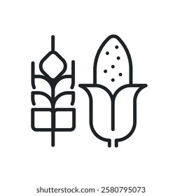 Grain thin line icons. Perfect pixel on transparent background
