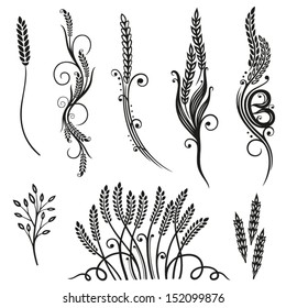 Grain vector set, black design elements