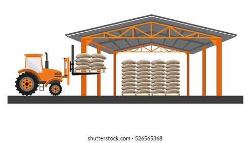 Grain warehouse, vector illustration