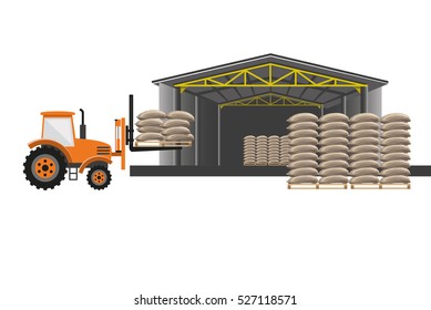 Grain warehouse, vector illustration