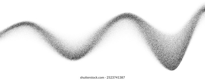 Grain wave gradient texture. Black stipple flow line background. Dotted undulate sand backdrop with speckles, particles, granules. Grunge noise dotwork wallpaper for banner, poster, brochure. Vector