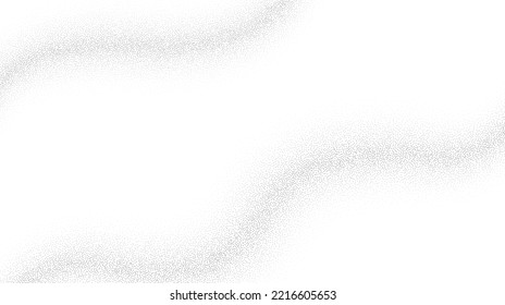 Fondo de las olas de grano. Líneas de curva de pezones negros. Resumen de ruido ondulado salpicado formas de fondo. Patrón de degradado de dotwork. Vector estocástico