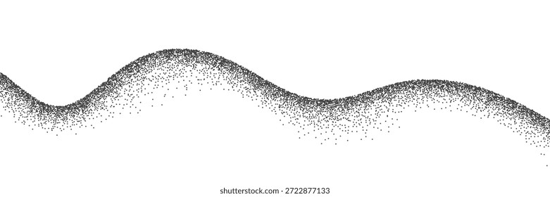 Fondo ondulado del grano. Onda punteada de punto, línea punteada de ruido negro con textura de arena y efecto granulado. Montaña, postre, duna, paisaje acuático. Ilustración vectorial Abstractas.