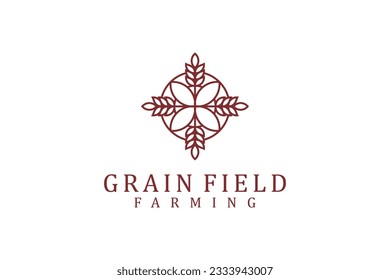 Grain wheat ears logo design rounded mandala shape organic product label icon symbol