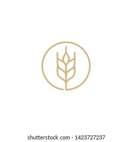 Grain / Wheat Line Vector Icon Logo Design