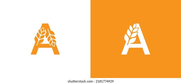 Grain Wheat Logo Concept sign icon symbol Design. Letter A Grain Wheat Logo . Vector illustration logo template