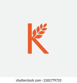 Grain Wheat Logo Concept sign icon symbol Design. Letter K Grain Wheat Logo . Vector illustration logo template