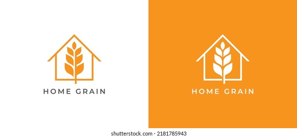 Símbolo del icono Diseño del logotipo del concepto de trigo con grano. Diseño del logotipo del hogar del grano de trigo. Plantilla de logotipo de ilustración de vector