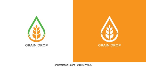 Logo für Weizenweizen Symbol Konzept Symbol Design. Getreideweizen mit Drop-Logo. Logo-Vorlage für Vektorgrafiken