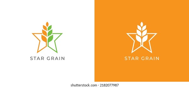 Símbolo del icono Diseño del logotipo del concepto de trigo con grano. Logo de la Estrella del Grano de Trigo. Plantilla de logotipo de ilustración de vector