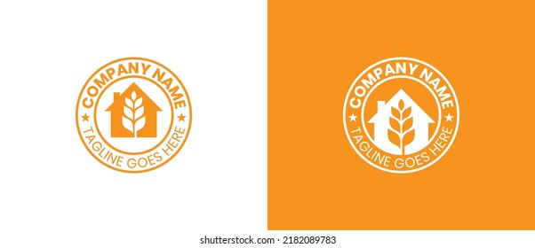 Grain Wheat Logo Concept sign icon symbol Design. Wheat Grain Home Vintage Logo Design. Vector illustration logo template Design