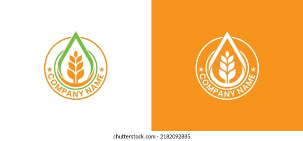 Grain Wheat Logo Concept sign icon symbol Design. Wheat Grain Drop Vintage Logo Design. Vector illustration logo template