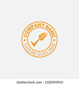 Grain Wheat Logo Concept sign icon symbol Design. Wheat Grain Check Tick Vintage Logo Design. Vector illustration logo template Design