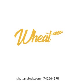 Grain wheat logotype, barley icon, oat logo, rice sign, cob emblem. Agriculture bright golden color harvest vector illustration. Flour and bread production.