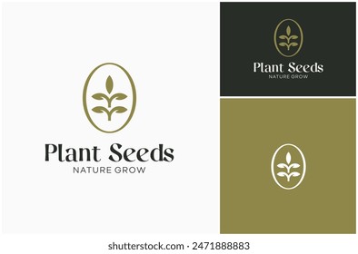 Grano planta de trigo semilla de la semilla de cultivo Botánica Naturaleza de lujo etiqueta Vector Logo Ilustración de diseño