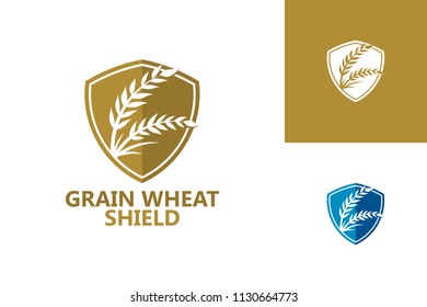 Grain Wheat Shield Logo Template Design Vector, Emblem, Design Concept, Creative Symbol, Icon