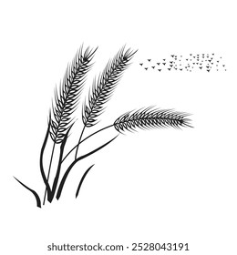 Silhueta de imagem vetorial de grão de trigo