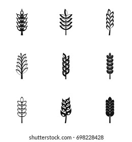 Grains icon set. Simple style set of 9 grains vector icons for web isolated on white background