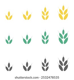 Grains, seeds, kernels, spike bakery element. Colored silhouette. Vector illustration for farm, agriculture, food industry. Symbol, sign, icon for natural, healthy, organic, bio food.