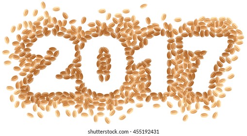 Grains of wheat 2017. Illustration in vector format