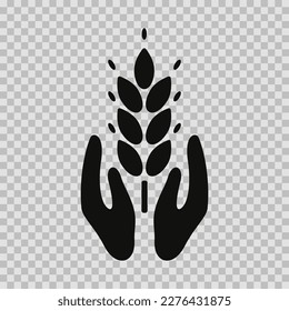 Grains of wheat silhouette symbol, vector cut glyph, Saving wheat sign on transparent background.