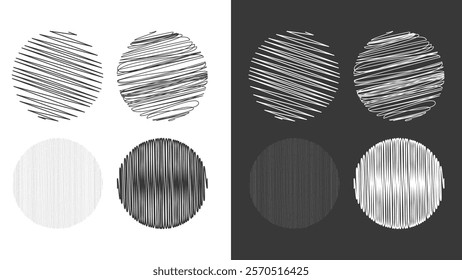 Grainy abstract circle textures in monochrome