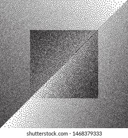 Grainy Abstract Monochrome Pattern, Black and White Random Halftone, Irregular Pointillism Style Background with Chaotic Dots, Points, Grunge Circle, Paint Spray, Drop